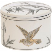 Bunting Bird Gilded Ceramic Trinket Jar